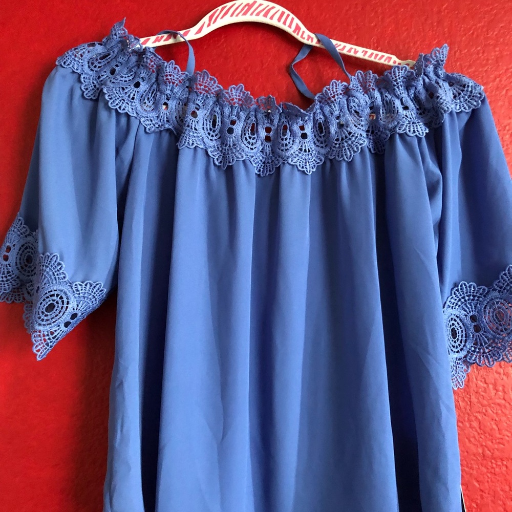 Beautiful new blue off the shoulder blouse